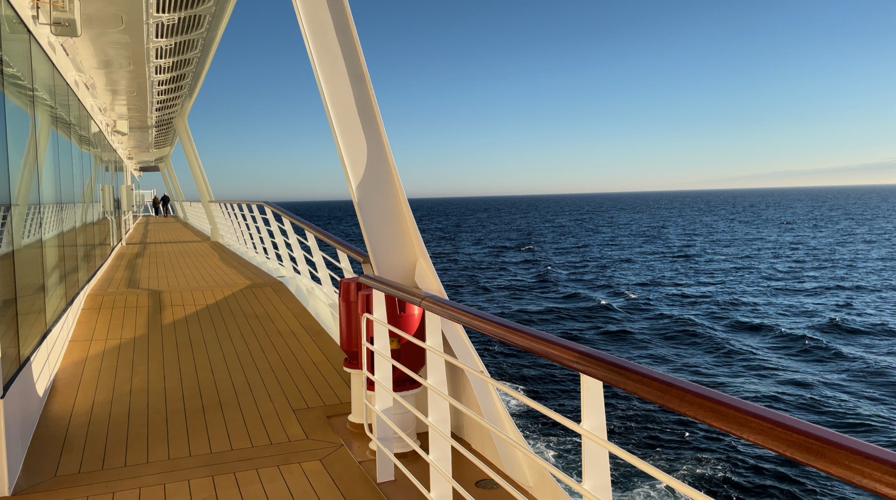 Quiet outdoor promenade deck looking out to sea